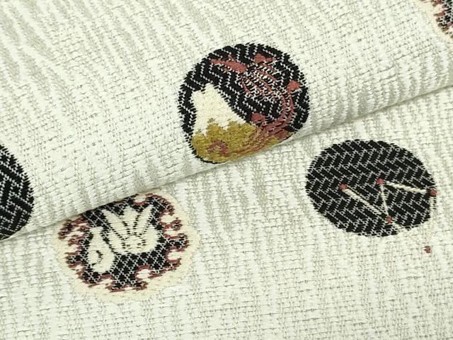 平和屋着物●六通柄袋帯　唐織　星暦　銀通し地　正絹　逸品　DAAU7000ob