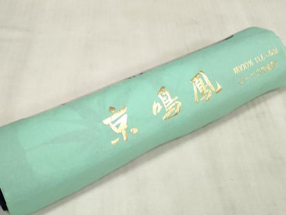 平和屋着物∴夏物　浴衣　反物　着尺　京鳴鳳　朝顔　アサガオ　紺地　コーマ生地使用　綿　逸品　未使用　DAAU7855zzz