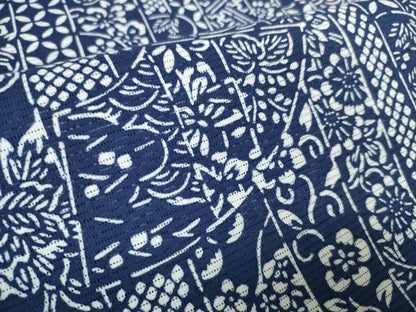 平和屋着物∴夏物　浴衣・小紋兼用　反物　着尺　綿絽　伝統工芸　藍の香　吉祥花間道　綿　逸品　未使用　DAAU7862zzz