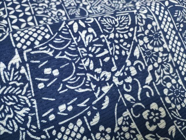 平和屋着物∴夏物　浴衣・小紋兼用　反物　着尺　綿絽　伝統工芸　藍の香　吉祥花間道　綿　逸品　未使用　DAAU7862zzz