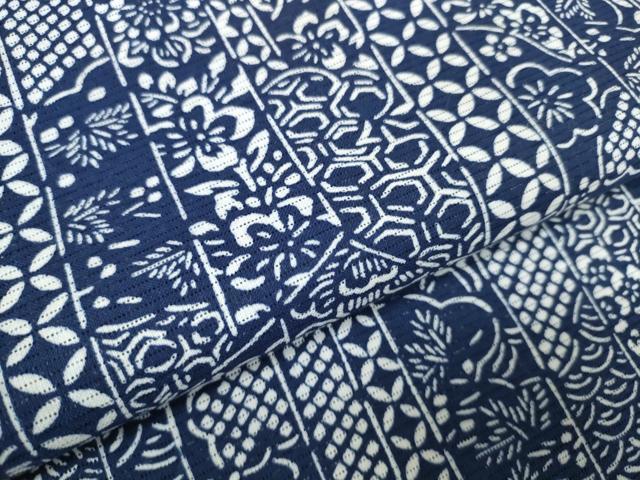平和屋着物∴夏物　浴衣・小紋兼用　反物　着尺　綿絽　伝統工芸　藍の香　吉祥花間道　綿　逸品　未使用　DAAU7862zzz
