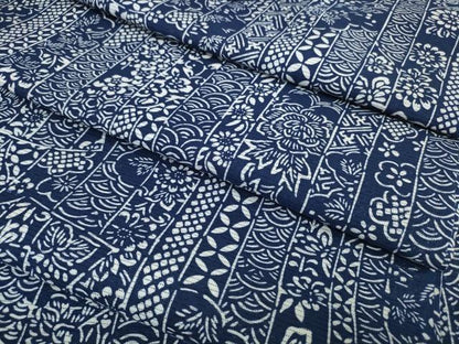 平和屋着物∴夏物　浴衣・小紋兼用　反物　着尺　綿絽　伝統工芸　藍の香　吉祥花間道　綿　逸品　未使用　DAAU7862zzz