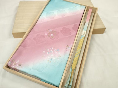 平和屋着物●和装小物 帯締め・帯揚げセット 斜線 梅地紋 小花 暈し染め 金彩 手組紐 高麗組 金糸 逸品 未使用 DAAU7962zzz