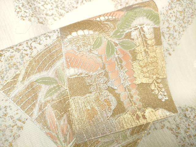 平和屋着物●和装小物　帯締め・帯揚げセット　礼装用　色紙枝垂れ花松　金銀彩　金糸　逸品　未使用　DAAU7972zzz