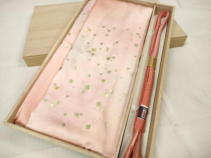 平和屋着物●和装小物 帯締め・帯揚げセット 箔散らし 金彩 手組紐 逸品 未使用 DAAU7974zzz