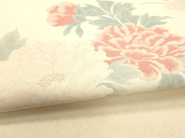平和屋着物＊夏物　太鼓柄袋帯　地紙草花文　金糸　正絹　逸品　DAAU8097cm