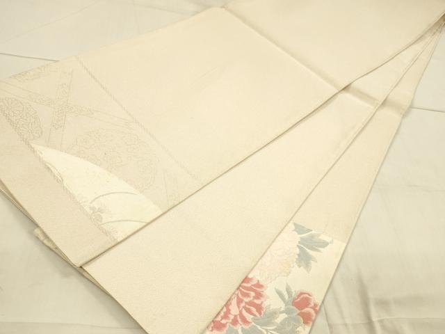 平和屋着物＊夏物　太鼓柄袋帯　地紙草花文　金糸　正絹　逸品　DAAU8097cm