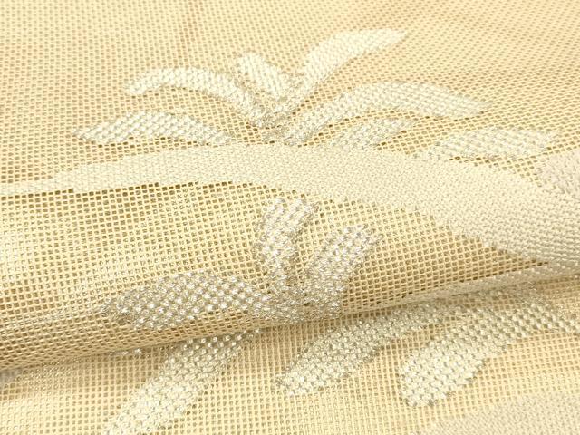 平和屋着物＊夏物　太鼓柄袋帯　草葉文　銀糸　正絹　逸品　DAAU8113cm
