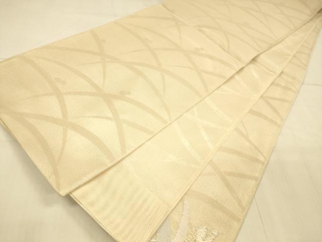 平和屋着物＊夏物　太鼓柄袋帯　草葉文　銀糸　正絹　逸品　DAAU8113cm