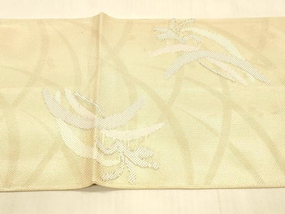 平和屋着物＊夏物　太鼓柄袋帯　草葉文　銀糸　正絹　逸品　DAAU8113cm