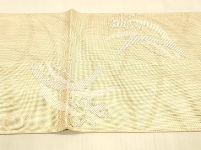 平和屋着物＊夏物　太鼓柄袋帯　草葉文　銀糸　正絹　逸品　DAAU8113cm