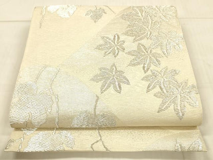 平和屋着物＊夏物　六通柄袋帯　草葉文　銀糸　正絹　逸品　DAAU8148cm