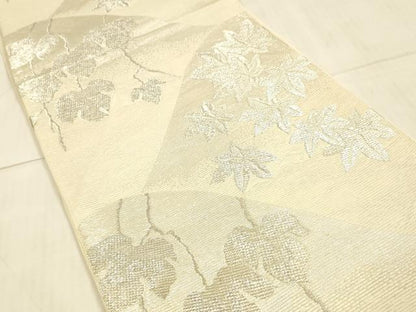 平和屋着物＊夏物　六通柄袋帯　草葉文　銀糸　正絹　逸品　DAAU8148cm