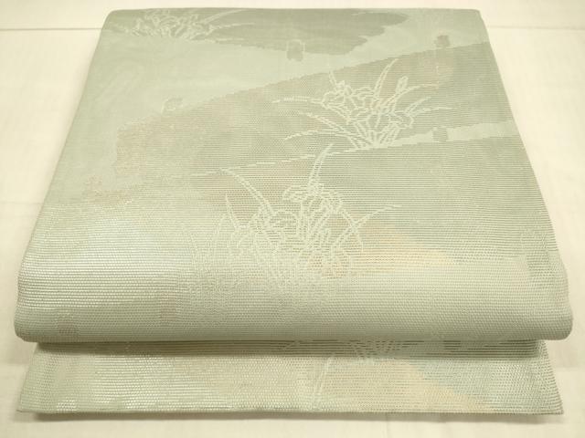 平和屋着物＊夏物　六通柄袋帯　杜若　金銀糸　正絹　逸品　DAAU8174cm