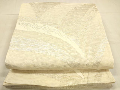 平和屋着物＊夏物　六通柄袋帯　草葉文　銀糸　正絹　逸品　DAAU8197cm