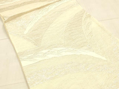 平和屋着物＊夏物　六通柄袋帯　草葉文　銀糸　正絹　逸品　DAAU8197cm