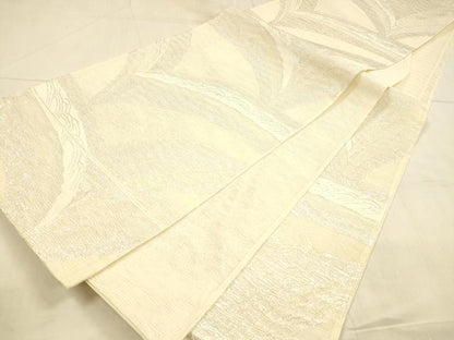 平和屋着物＊夏物　六通柄袋帯　草葉文　銀糸　正絹　逸品　DAAU8197cm