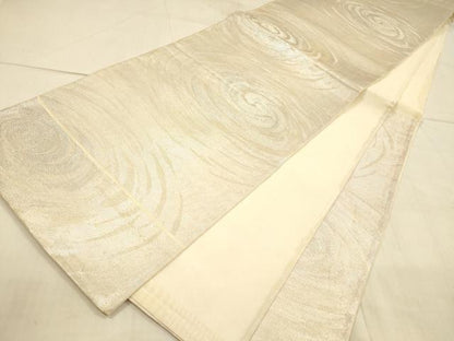 平和屋着物＊夏物　六通柄袋帯　流水文　銀糸　正絹　逸品　DAAU8211cm