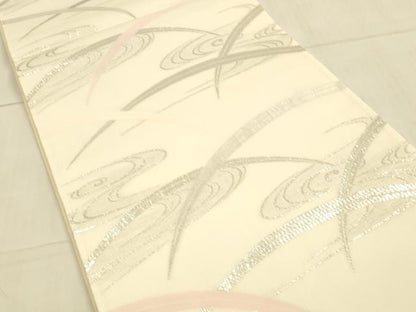 平和屋着物＊夏物　六通柄袋帯　流水草葉文　銀糸　正絹　逸品　DAAU8269cm
