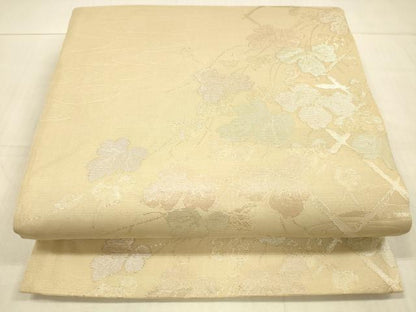 平和屋着物＊夏物　六通柄袋帯　流水籬蔦の葉文　金糸　正絹　逸品　DAAU8313cm