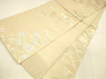 平和屋着物＊夏物　六通柄袋帯　流水籬蔦の葉文　金糸　正絹　逸品　DAAU8313cm
