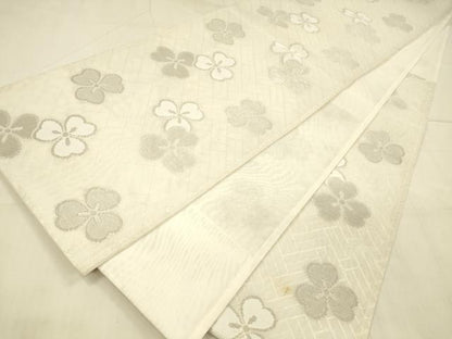 平和屋着物＊夏物　六通柄袋帯　舞花文　銀糸　DAAU8314cm
