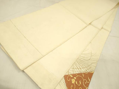 平和屋着物＊夏物 太鼓柄袋帯 草葉文 金糸 正絹 逸品 DAAU8321cm