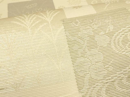 平和屋着物＊夏物　六通柄袋帯　色紙流水草花文　金糸　正絹　逸品　DAAU8327cm