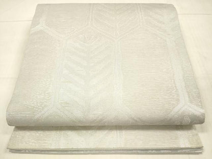 平和屋着物＊夏物 六通柄袋帯 亀甲草葉文 銀糸 正絹 逸品 DAAU8390cm