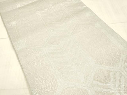 平和屋着物＊夏物 六通柄袋帯 亀甲草葉文 銀糸 正絹 逸品 DAAU8390cm