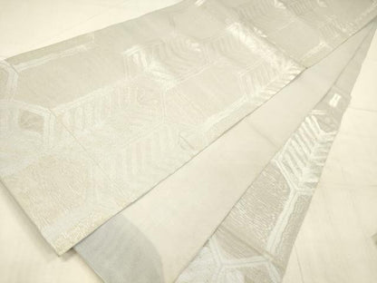平和屋着物＊夏物 六通柄袋帯 亀甲草葉文 銀糸 正絹 逸品 DAAU8390cm