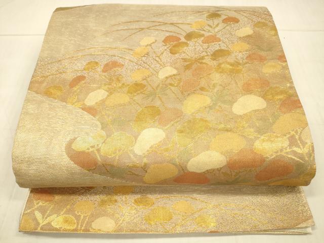 平和屋着物＊夏物　六通柄袋帯　草原乃花　金糸　正絹　逸品　DAAU8391cm