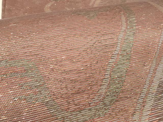 平和屋着物＊夏物 六通柄袋帯 なつおり 抽象文様 金糸 正絹 逸品 DAAU8404cm