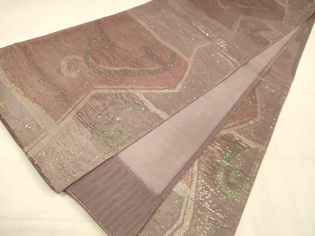 平和屋着物＊夏物 六通柄袋帯 なつおり 抽象文様 金糸 正絹 逸品 DAAU8404cm