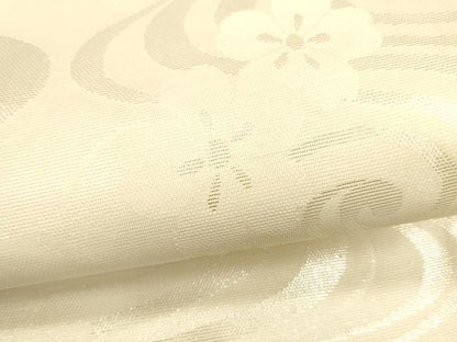 平和屋着物＊夏物　六通柄袋帯　流水花文　銀糸　正絹　逸品　DAAU8437cm