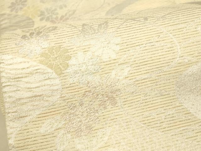 平和屋着物＊夏物　六通柄袋帯　流水笹竹花文　金銀糸　正絹　逸品　DAAU8469cm