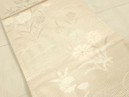 平和屋着物＊夏物 六通柄袋帯 撫子 銀糸 正絹 逸品 DAAU8475cm