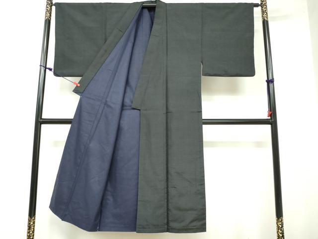 平和屋着物■男性　紬　格子　正絹　逸品　DAAU8686zy