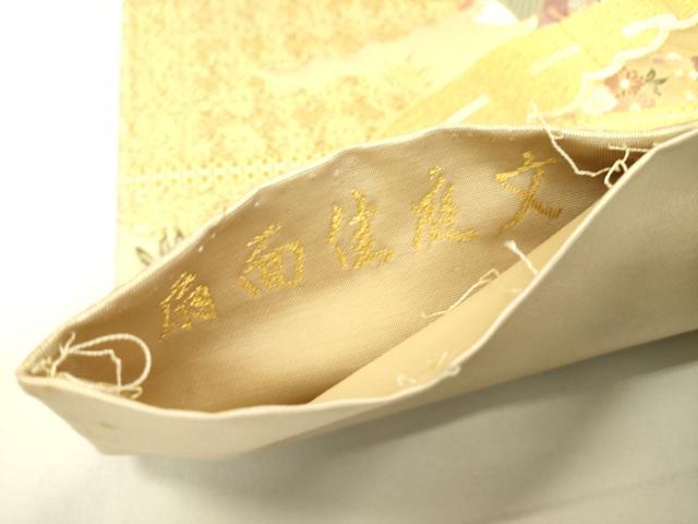 平和屋着物▼六通柄袋帯　唐織　扇面佳庭文　金糸　正絹　逸品　DAAU9054fe