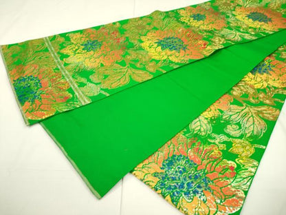 平和屋着物●六通柄　本袋帯　龍村平蔵柄　印金大牡丹錦　金銀糸　正絹　逸品　DAAU9109fe