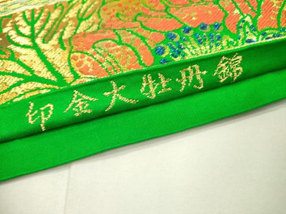 平和屋着物●六通柄　本袋帯　龍村平蔵柄　印金大牡丹錦　金銀糸　正絹　逸品　DAAU9109fe