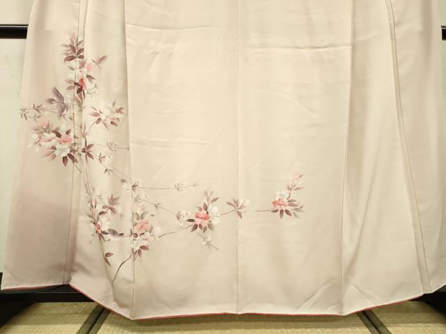 平和屋着物●訪問着　友禅　枝花に休み鳥　暈し染　正絹　逸品　DAAU9660fe