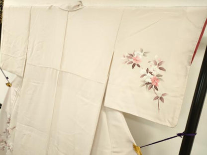 平和屋着物●訪問着　友禅　枝花に休み鳥　暈し染　正絹　逸品　DAAU9660fe