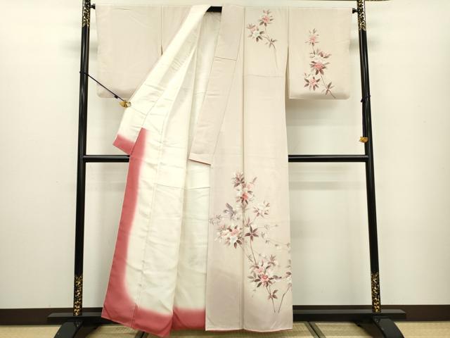 平和屋着物●訪問着　友禅　枝花に休み鳥　暈し染　正絹　逸品　DAAU9660fe