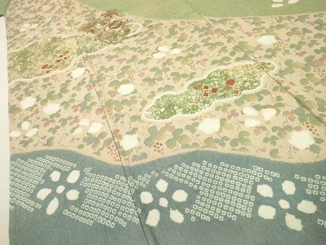 平和屋着物▼訪問着　駒刺繍　絞り　天井宝尽くし文　金糸　ロング丈　正絹　逸品　DAAU9662fe