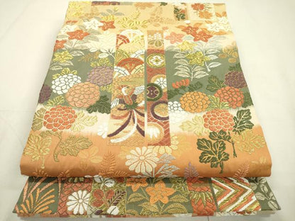 平和屋着物●六通柄袋帯 唐織 鳳凰吉祥花文 金糸 正絹 逸品 DAAU9671fe