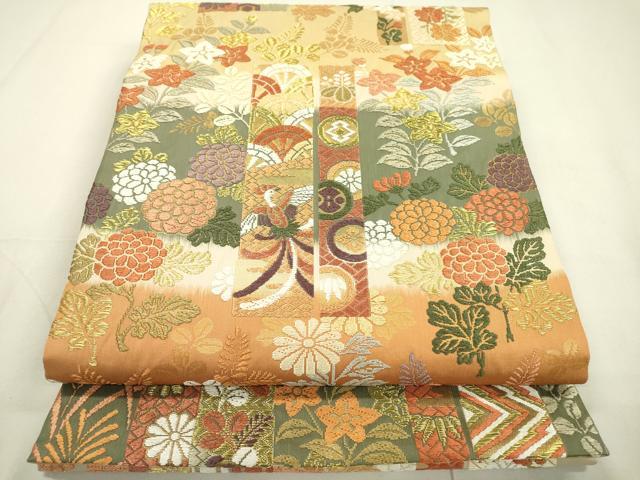 平和屋着物●六通柄袋帯 唐織 鳳凰吉祥花文 金糸 正絹 逸品 DAAU9671fe