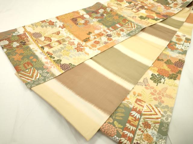 平和屋着物●六通柄袋帯 唐織 鳳凰吉祥花文 金糸 正絹 逸品 DAAU9671fe