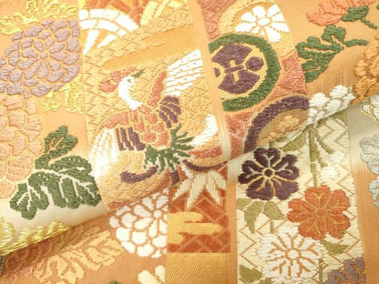 平和屋着物●六通柄袋帯 唐織 鳳凰吉祥花文 金糸 正絹 逸品 DAAU9671fe