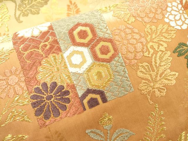 平和屋着物●六通柄袋帯 唐織 鳳凰吉祥花文 金糸 正絹 逸品 DAAU9671fe